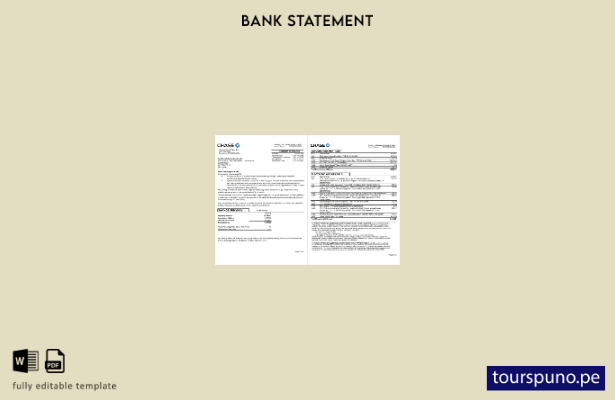 listo para imprimir plantilla de páginas de Excel de extracto bancario de JP Mor